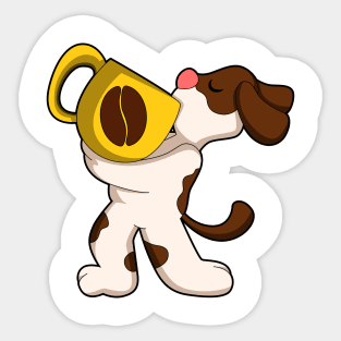 Dog with Cup of Coffee Sticker